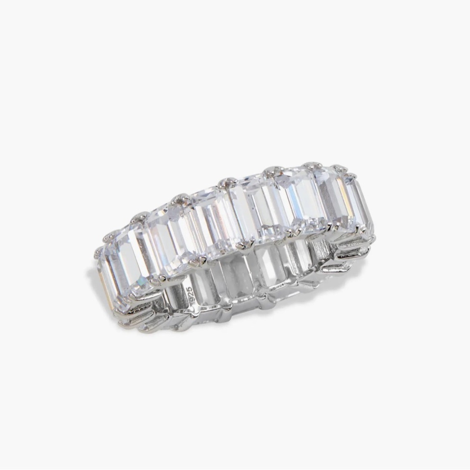 Savvy Cie Jewels Sterling Silver Bold Baguette Cz Ring Size 8 New 70$